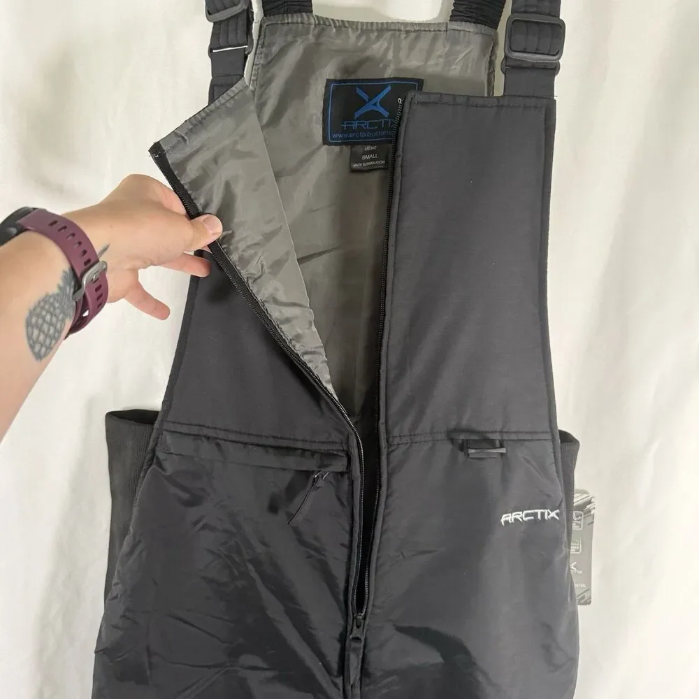 New Arctix Snow Bib Men's Small Black Wind Water Resistant Zip Pocket - Picture 8 of 11